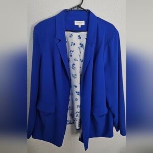 Skies Are Blue Open Blazer Blue Size 3x Plus Size
